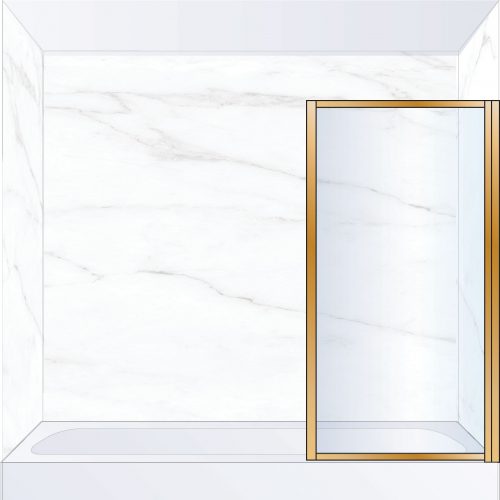 West One Bathrooms Online BORBATRBB – BORDER Pivot Bath Screen 800 x 1500 mm RH Brushed Brass & Clear Glass