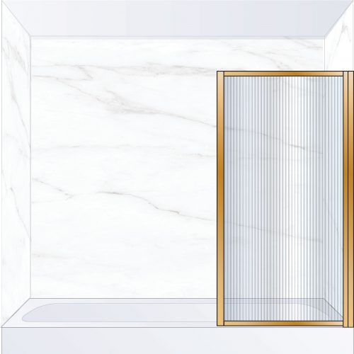 West One Bathrooms Online BORBATRBB – BORDER Pivot Bath Screen 800 x 1500 mm RH Brushed Brass & Fluted Glass