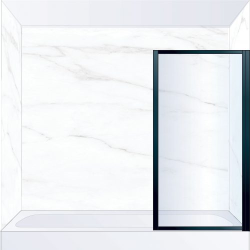 West One Bathrooms Online BORBATRBK – BORDER Pivot Bath Screen 800 x 1500 mm RH Matt Black & Clear Glass
