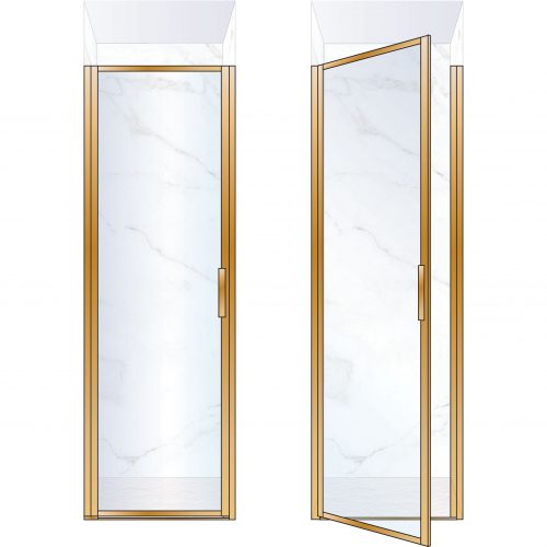 West One Bathrooms Online BORDOR70LBB – BORDER Collection Shower Door 700 x 2100 LH Brushed Brass Clear Glass