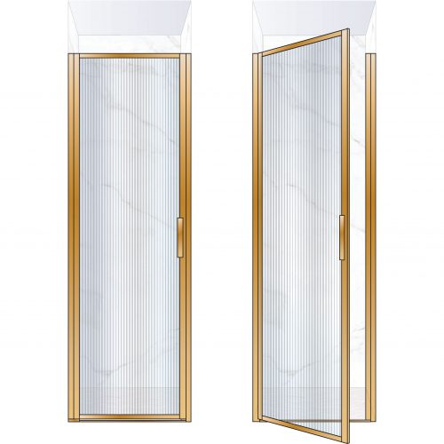 West One Bathrooms Online BORDOR70LBB – BORDER Collection Shower Door 700 x 2100 LH Brushed Brass Fluted Glass