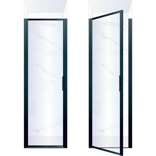 West One Bathrooms Online BORDOR70LBK – BORDER Collection Shower Door 700 x 2100 LH Matt Black Clear Glass