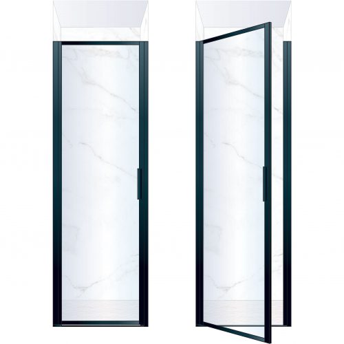 West One Bathrooms Online BORDOR70LBK – BORDER Collection Shower Door 700 x 2100 LH Matt Black Clear Glass