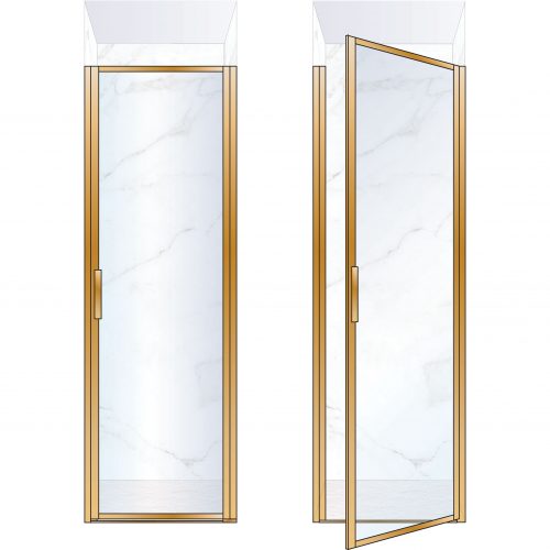 West One Bathrooms Online BORDOR70RBB – BORDER Collection Shower Door 700 x 2100 RH Brushed Brass Clear Glass