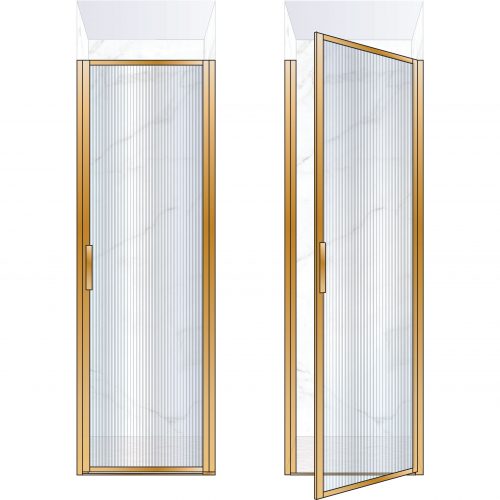 West One Bathrooms Online BORDOR70RBB – BORDER Collection Shower Door 700 x 2100 RH Brushed Brass Fluted Glass