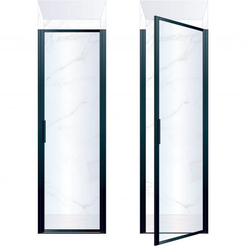 West One Bathrooms Online BORDOR70RBK – BORDER Collection Shower Door 700 x 2100 RH Matt Black Clear Glass