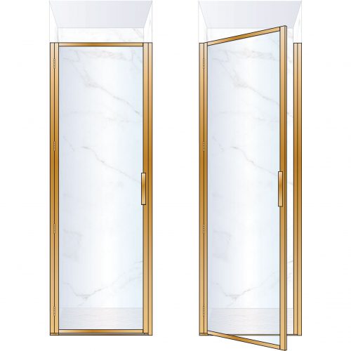 West One Bathrooms Online BORDOR76LBB – BORDER Collection Shower Door 760 x 2100 LH Brushed Brass Clear Glass