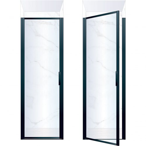 West One Bathrooms Online BORDOR76LBK – BORDER Collection Shower Door 760 x 2100 LH Matt Black Clear Glass