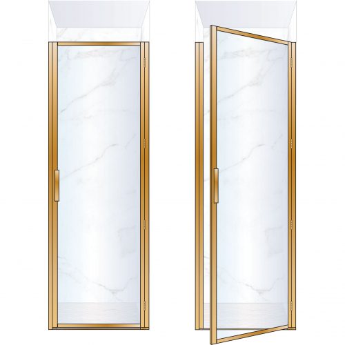 West One Bathrooms ONline BORDOR76RBB – BORDER Collection Shower Door 760 x 2100 RH Brushed Brass Clear Glass