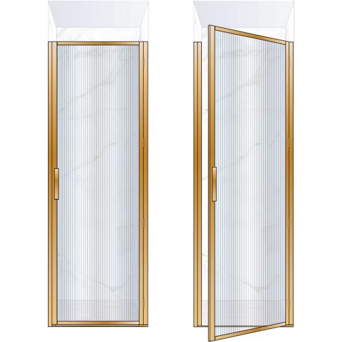 West One Bathrooms Online BORDOR76RBB – BORDER Collection Shower Door 760 x 2100 RH Brushed Brass Fluted Glass