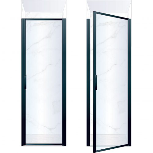West One Bathrooms Online BORDOR76RBK – BORDER Collection Shower Door 760 x 2100 RH Matt Black Clear Glass