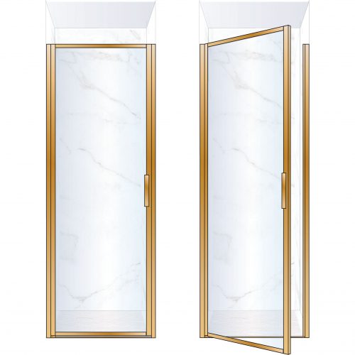 West One bathrooms Online BORDOR80LBB – BORDER Collection Shower Door 800 x 2100 LH Brushed Brass Clear Glass