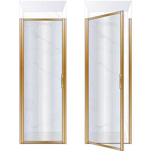 West One Bathrooms Online BORDOR80LBB – BORDER Collection Shower Door 800 x 2100 LH Brushed Brass Fluted Glass