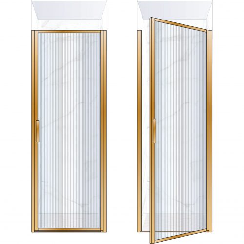 West One Bathrooms Online BORDOR80RBB – BORDER Collection Shower Door 800 x 2100 RH Brushed Brass Fluted Glass