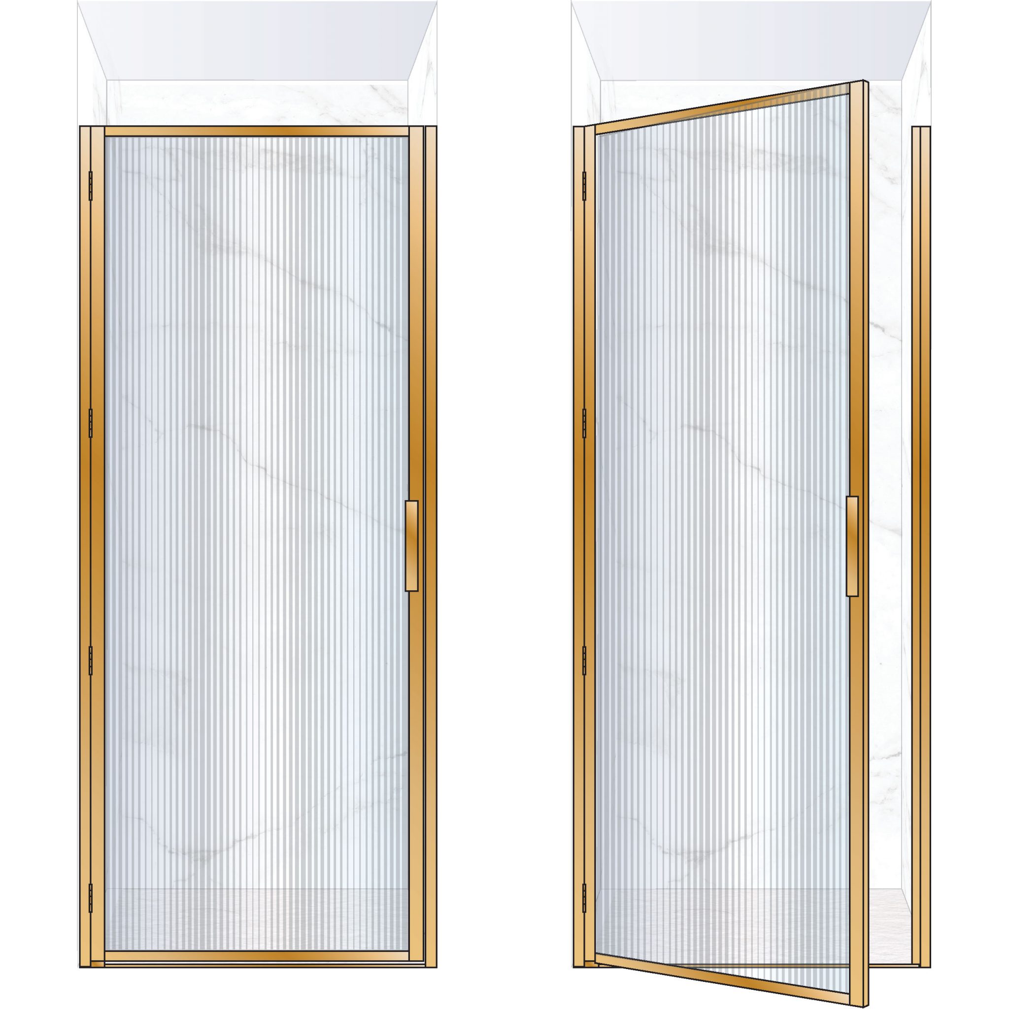 Border Single Shower Door, Fluted Glass West One Bathrooms Online