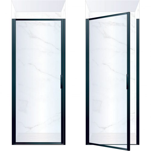 West One Bathrooms Online BORDOR90LBK – BORDER Collection Shower Door 900 x 2100 LH Matt Black Clear Glass