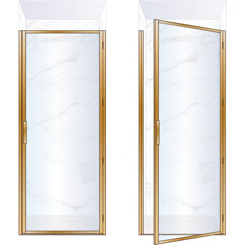 West One Bathrooms Online BORDOR90RBB – BORDER Collection Shower Door 900 x 2100 RH Brushed Brass Clear Glass