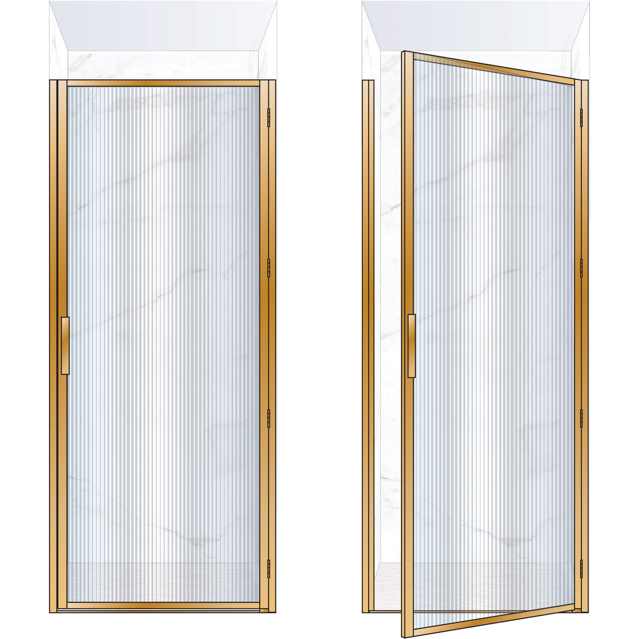 Border Single Shower Door, Fluted Glass West One Bathrooms Online