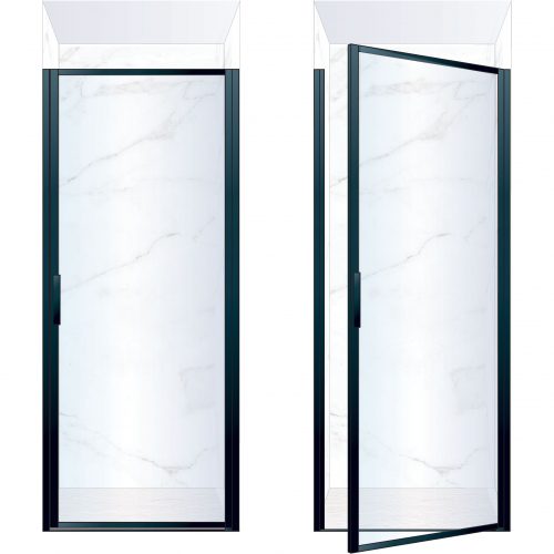 West One Bathrooms Online BORDOR90RBK – BORDER Collection Shower Door 900 x 2100 RH Matt Black Clear Glass