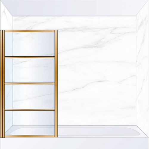 West One Bathrooms Online DECBATLBB – DECO Pivot Bath Screen 800 x 1500 mm LH Brushed Brass & Clear Glass