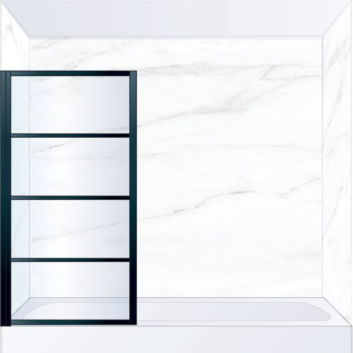 West One Bathrooms Online DECBATLBK – DECO Pivot Bath Screen 800 x 1500 mm LH Matt Black & Clear Glass