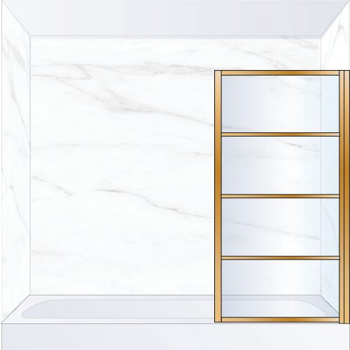 West One Bathrooms Online DECBATRBB – DECO Pivot Bath Screen 800 x 1500 mm RH Brushed Brass & Clear Glass