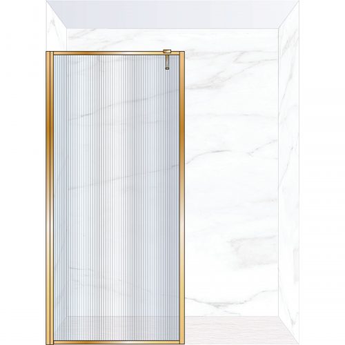 West One Bathrooms Online FXBOR100BB – BORDER Fixed Panel 1000 x 2100 mm Brushed Brass & Fluted Glass