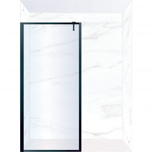 West One Bathrooms Online FXBOR100BK – BORDER Fixed Panel 1000 x 2100 mm Matt Black & Clear Glass