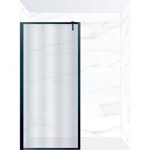 West One Bathrooms Online FXBOR100BK – BORDER Fixed Panel 1000 x 2100 mm Matt Black & Fluted Glass