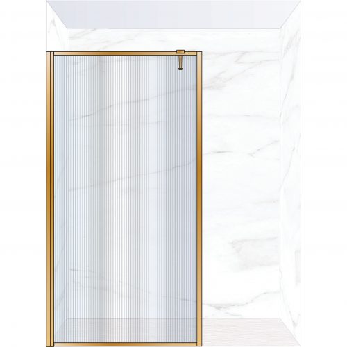 West One Bathrooms Online FXBOR120BB – BORDER Fixed Panel 1200 x 2100 mm Brushed Brass & Fluted Glass