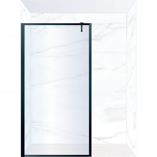 West One Bathrooms Online FXBOR120BK – BORDER Fixed Panel 1200 x 2100 mm Matt Black & Clear Glass