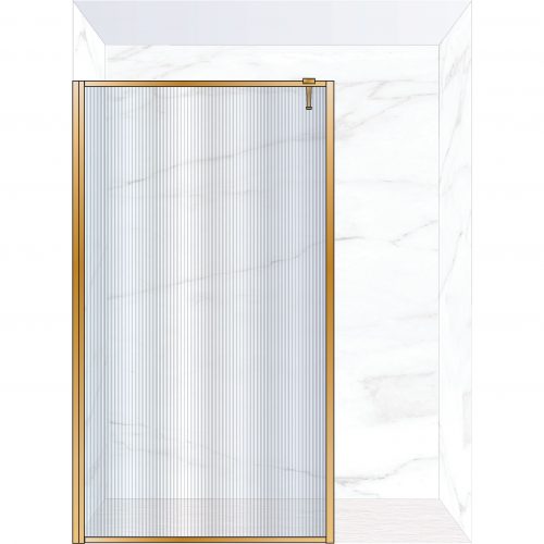 West One Bathrooms Online FXBOR140BB – BORDER Fixed Panel 1400 x 2100 mm Brushed Brass & Fluted Glass