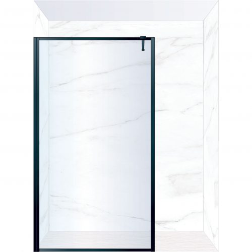West One Bathrooms Online FXBOR140BK – BORDER Fixed Panel 1400 x 2100 mm Matt Black & Clear Glass