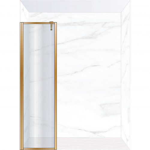 West One Bathrooms Online FXBOR50BB – BORDER Fixed Panel 500 x 2100 mm Brushed Brass & Fluted Glass