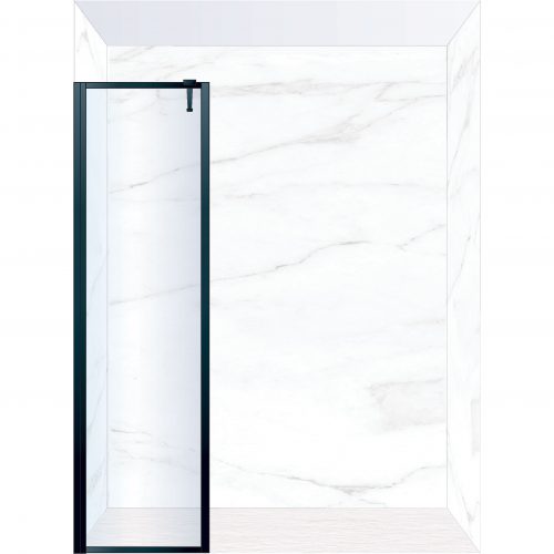 West One Bathrooms Online FXBOR50BK – BORDER Fixed Panel 500 x 2100 mm Matt Black & Clear Glass