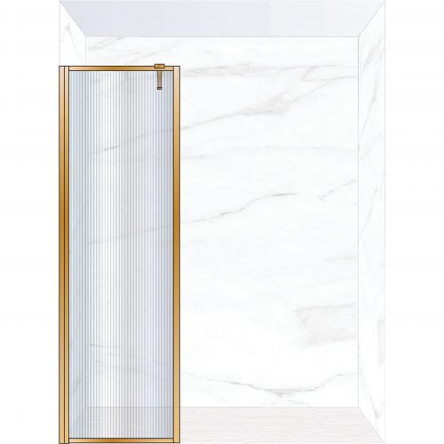 West One Bathrooms Online FXBOR60BB – BORDER Fixed Panel 600 x 2100 mm Brushed Brass & Fluted Glass