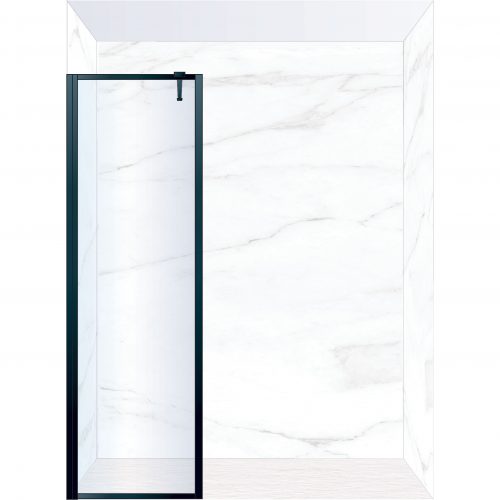 West One Bathrooms Online FXBOR60BK – BORDER Fixed Panel 600 x 2100 mm Matt Black & Clear Glass