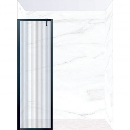 West One Bathrooms Online FXBOR60BK – BORDER Fixed Panel 600 x 2100 mm Matt Black & Fluted Glass