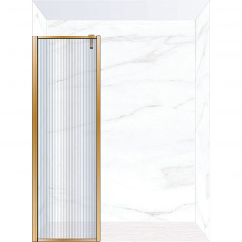 West One Bathrooms Online FXBOR70BB – BORDER Fixed Panel 700 x 2100 mm Brushed Brass & Fluted Glass