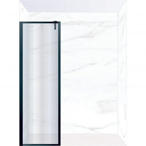 West One Bathrooms Online FXBOR70BK – BORDER Fixed Panel 700 x 2100 mm Matt Black & Fluted Glass