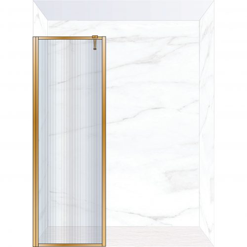 West One Bathrooms Online FXBOR80BB – BORDER Fixed Panel 800 x 2100 mm Brushed Brass & Fluted Glass