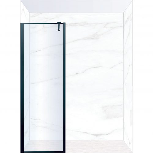 West One Bathrooms Online FXBOR80BK – BORDER Fixed Panel 800 x 2100 mm Matt Black & Clear Glass
