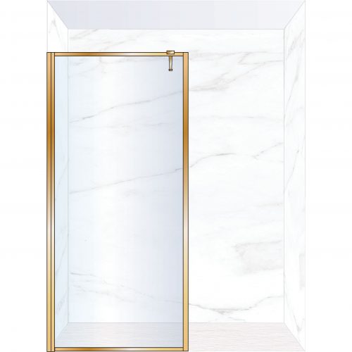 West One Bathrooms Online FXBOR90BB – BORDER Fixed Panel 900 x 2100 mm Brushed Brass & Clear Glass
