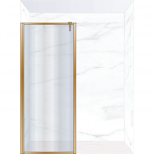 West One Bathrooms Online FXBOR90BB – BORDER Fixed Panel 900 x 2100 mm Brushed Brass & Fluted Glass