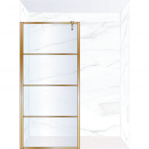 West One Bathrooms Online FXDEC100BB – DECO Fixed Panel 1000 x 2100 mm Brushed Brass & Clear Glass