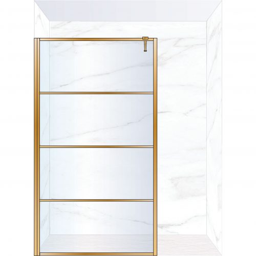 West One Bathrooms Online FXDEC140BB – DECO Fixed Panel 1400 x 2100 mm Brushed Brass & Clear Glass