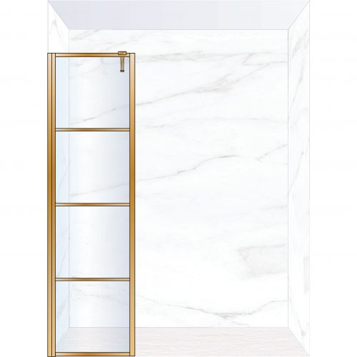 West One Bathrooms Online FXDEC50BB – DECO Fixed Panel 500 x 2100 mm Brushed Brass & Clear Glass