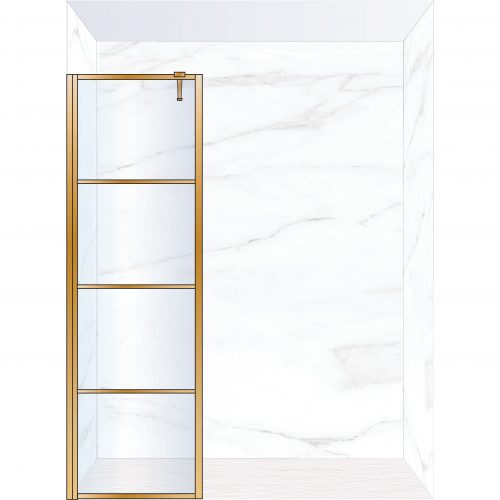 West One Bathrooms Online FXDEC60BB – DECO Fixed Panel 600 x 2100 mm Brushed Brass & Clear Glass