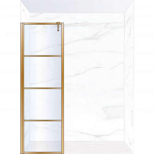 West One Bathrooms Online FXDEC70BB – DECO Fixed Panel 700 x 2100 mm Brushed Brass & Clear Glass