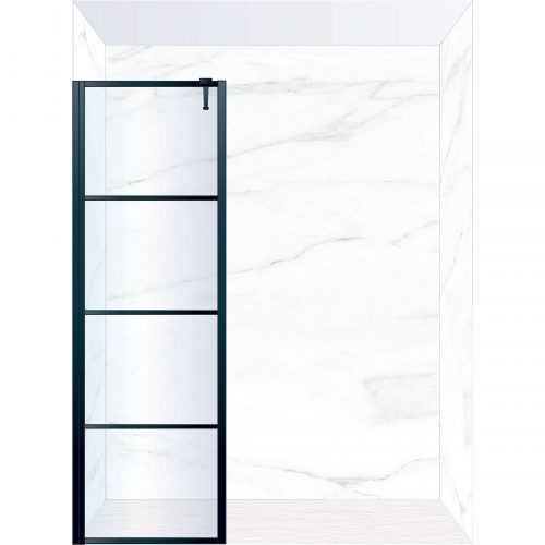 West One Bathrooms Online FXDEC70BK – DECO Fixed Panel 700 x 2100 mm Matt Black & Clear Glass